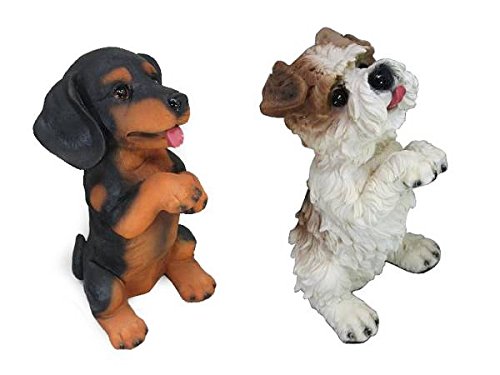 B品(多少の小傷)/犬付きガラステーブル/陶器犬/定価24000円/子犬の置物